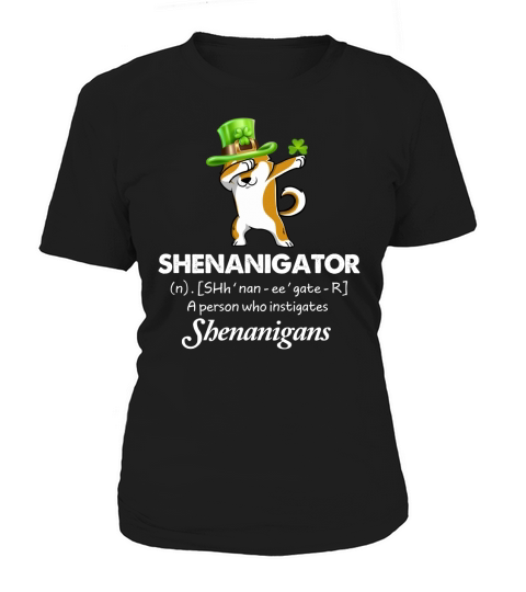 Dabbing Shiba Inu Shenanigator Definition Patricks Day Women's T-Shirt