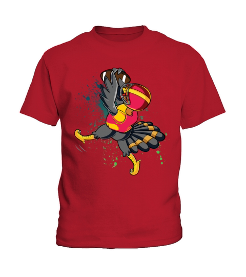 Autumn Turkey Football Game Player Thanksgiving Kids T-Shirt