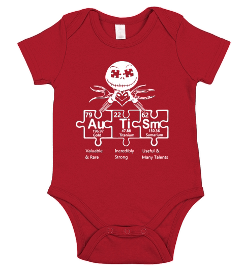 Autism Jack Skellington periodic table shirt Short Sleeve Baby One-Piece