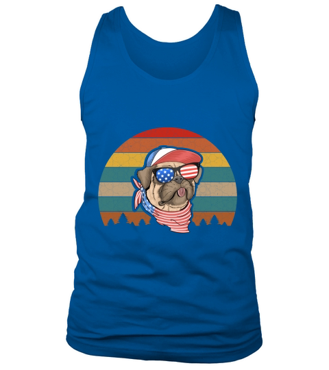 American Flag Pug Tank Top Unisex