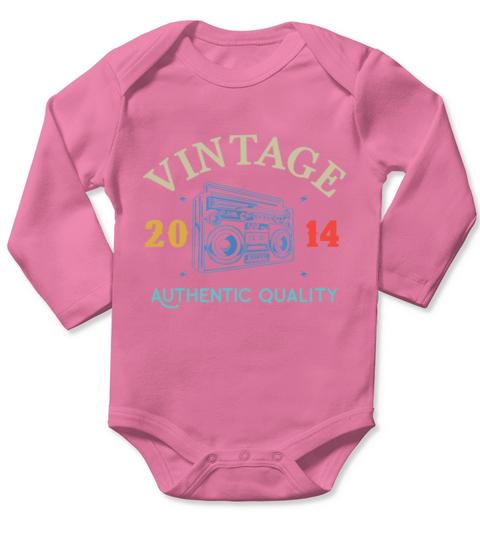 Vintage 2014 Authentic Birthday Birth Year Long Sleeve Baby One-Piece