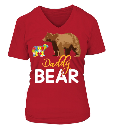 Bear Daddy Autism Awareness Bear Puzzles Voice Aut V-neck T-Shirt Woman
