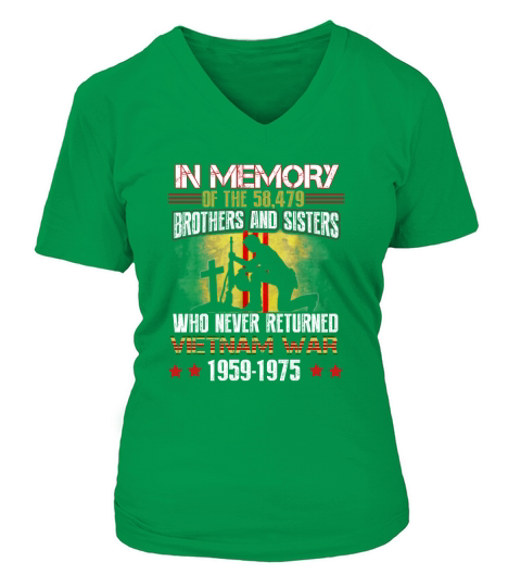 In Memory Of The 58479 Brothers And Sisters Who Never Returned Vietnam War Memorial Day V-neck T-Shirt Woman