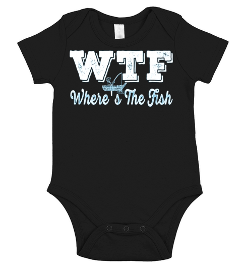 WTF Wheres The Fish- Vintage Fisherman Humor Pun Short Sleeve Baby One-Piece