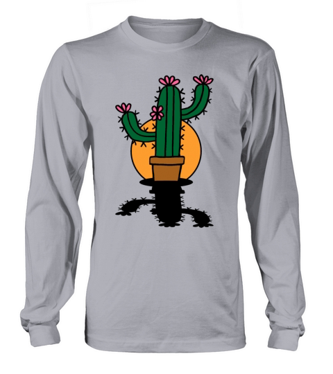 Cactus in a pot on a terrace and shadow in sun Men's Long Sleeve