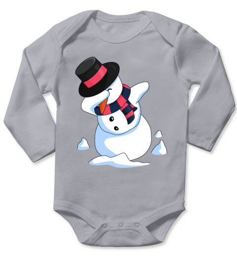 Dabbing Snowman Long Sleeve Baby One-Piece