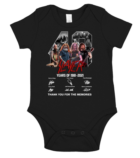 Slayer 40 years of 1981 2021 thank you for the memories signatures Short Sleeve Baby One-Piece