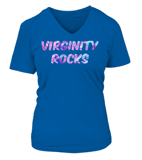 Virginity Rocks Colorful Funny Cool Letters Women's V-Neck T-shirt