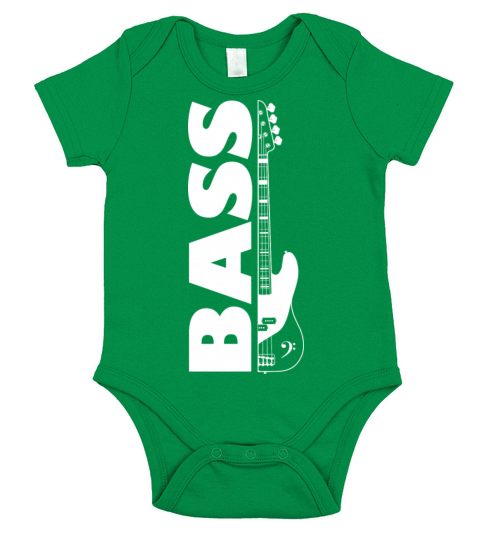 Half bass guitar and the word bass on the side Short Sleeve Baby One-Piece