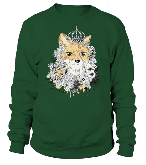 little fox with crown decorated with flowers Men's Sweatshirt