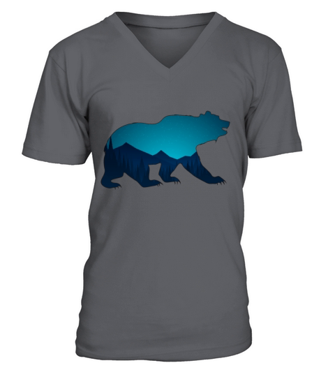 Bear Grizzly mountain landscape Deep Nature Men's V-Neck T-shirt