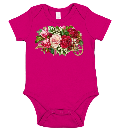 Vintage Rose Cart Short Sleeve Baby One-Piece