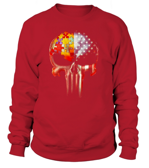 Autism Awareness America Flag skull Women's Sweatshirt