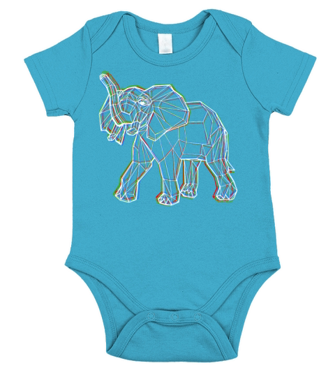 Polygon Elephant Glitch Short Sleeve Baby One-Piece