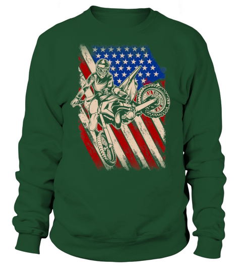 Vintage Dirt Bike Motocross American Flag Enduro Women's Sweatshirt