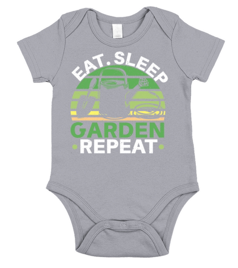 Eat Sleep Garden Repeat Flower Gardening Plant Short Sleeve Baby One-Piece
