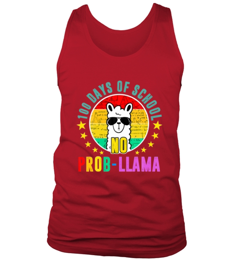 Vintage 100 Days Of School No Probllama Llama 100T Tank Top Unisex