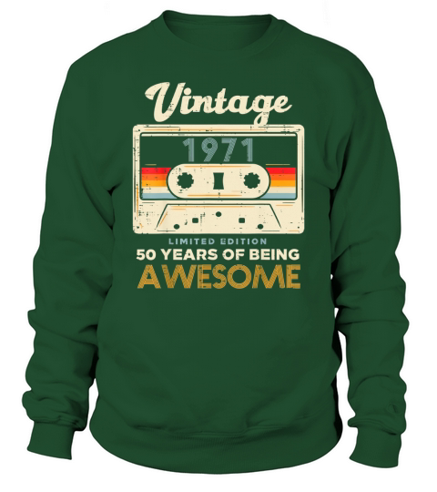 Vintage 1971 Cassette Tape 50 Awesome 50th Birthday Sweatshirt Unisex