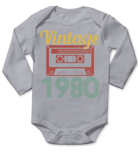 Vintage 1980 Music Tape Retro 40th Birthday Gift Long Sleeve Baby One-Piece