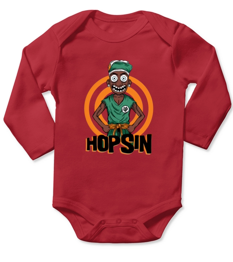 Hopsin Orange White - Unisex Long Sleeve Long Sleeve Baby One-Piece
