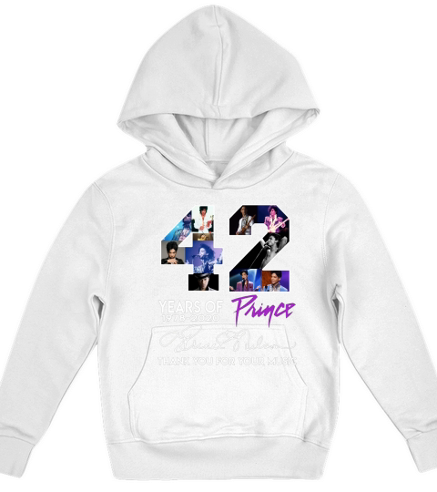 42 years of Prince signature thank you for the memories Kids Hoodie