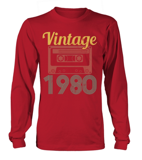 Vintage 1980 Music Tape Retro 40th Birthday Gift Men's Long Sleeve
