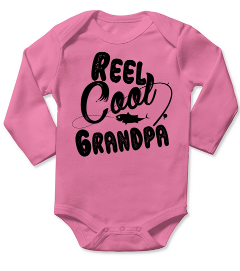 Reel Cool Grandpa Tshirt Dad Grandpas Funny Fishin Long Sleeve Baby One-Piece