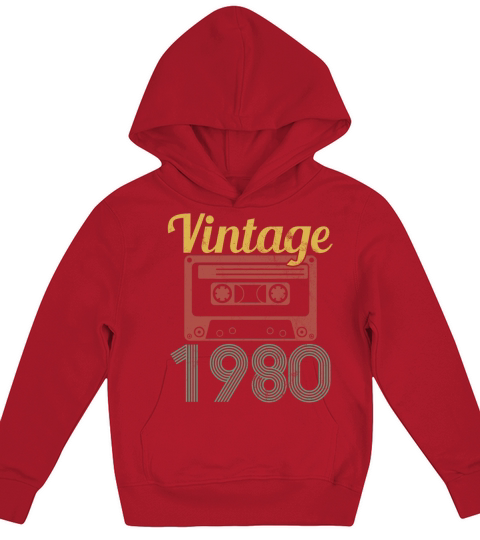 Vintage 1980 Music Tape Retro 40th Birthday Gift Kids Hoodie
