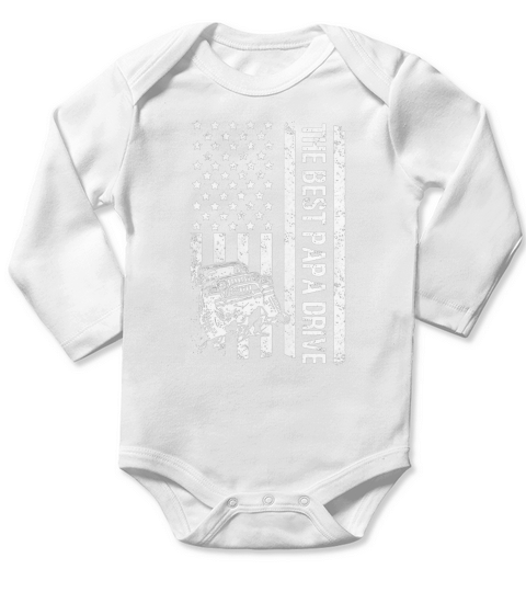 The Best Papa Drive Jeeps American Flag Father’s Day Long Sleeve Baby One-Piece