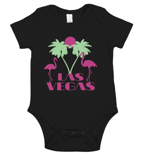 Las Vegas Nevada Retro Vintage Flamingo Palm Souvenir Gift Short Sleeve Baby One-Piece