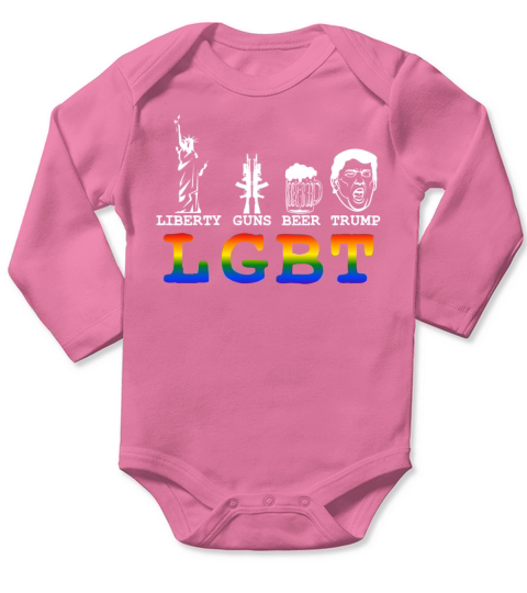 Cute Rainbow Flag Gay Pride Tshirt Design "LGBT" Long Sleeve Baby One-Piece