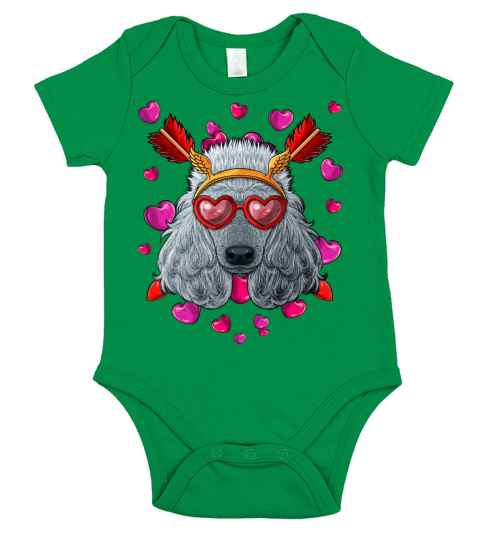 Poodle Valentines Day Dog Face Heart Glasses Love Short Sleeve Baby One-Piece