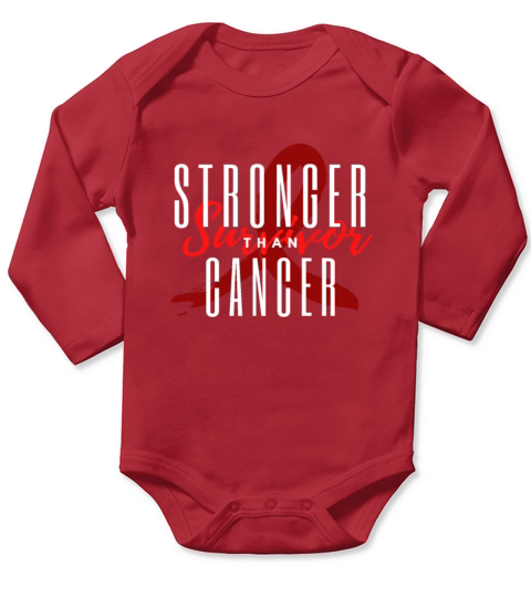 Stronger Than Cancer Awareness Chemo Survivor Gift Long Sleeve Baby One-Piece