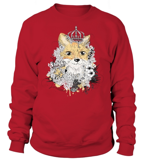 little fox with crown decorated with flowers Women's Sweatshirt