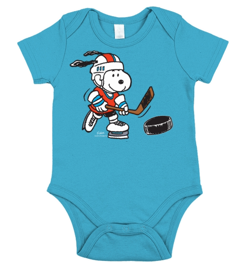 Peanuts Snoopy Hockey birthday christmas gift Short Sleeve Baby One-Piece