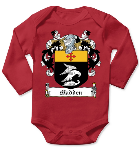 Madden Coat of Arms Irish Family Crests Long Sleeve Baby One-Piece