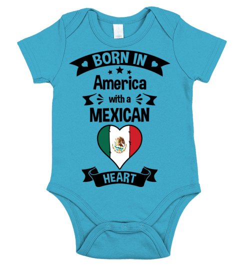 Born In America With A Mexican Heart Short Sleeve Baby One-Piece