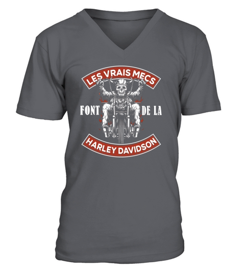Noir Les Vrais mecs Font de la Harley Davidson V-Neck T-shirt