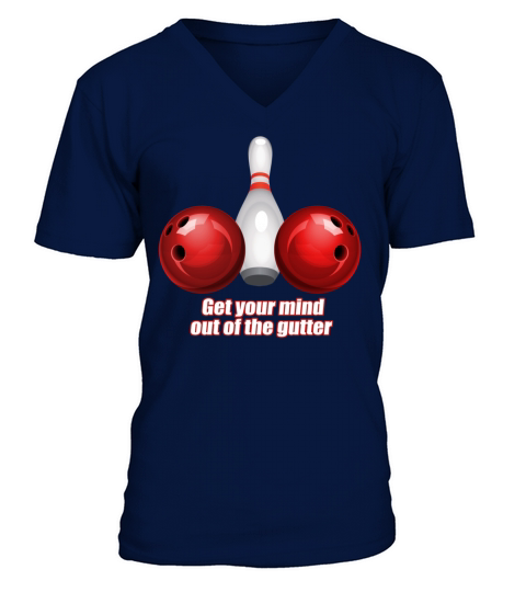 Funny Bowling Shirt Women Mind Out Of Gutter Men's V-Neck T-shirt