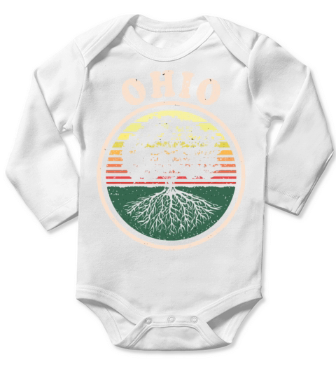 Ohio Vintage Sunset Roots Outdoors Souvenir Long Sleeve Baby One-Piece