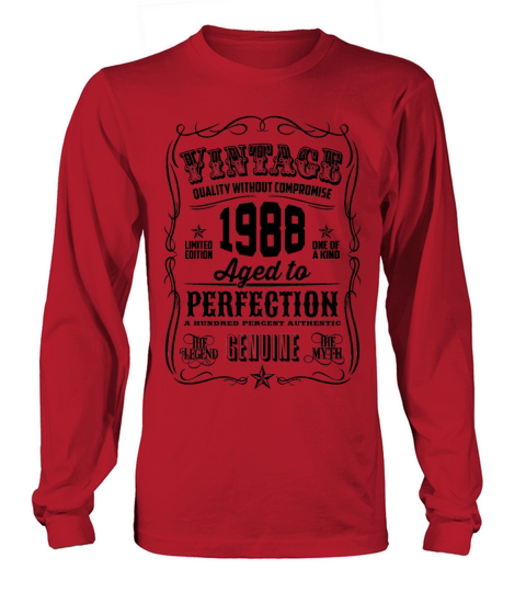 Vintage 1988 Aged to Perfection Black Print Men's Long Sleeve
