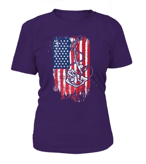 Vintage USA American Flag Bass Fishing Fisher Gift Women's T-Shirt