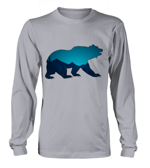 Bear Grizzly mountain landscape Deep Nature Women's Long Sleeve