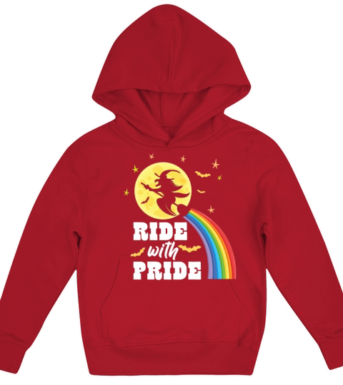Ride WIth pride Funny Halloween Broomstick Kids Hoodie