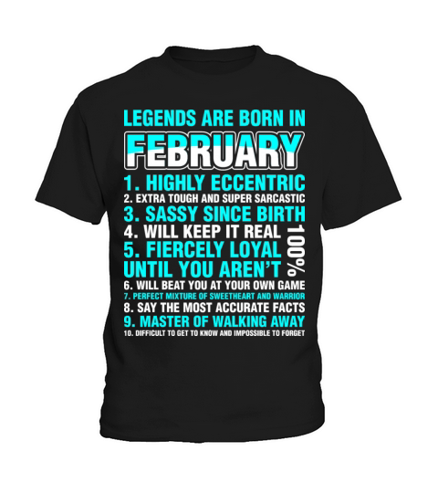 Legends Are Born In February Kids T-Shirt