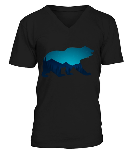 Bear Grizzly mountain landscape Deep Nature Men's V-Neck T-shirt