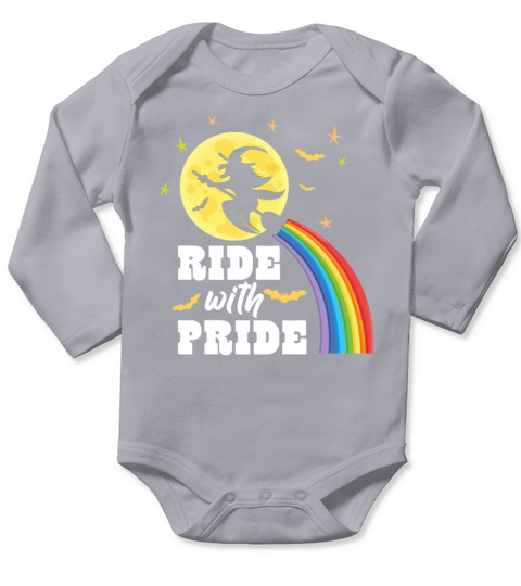 Ride WIth pride Funny Halloween Broomstick Long Sleeve Baby One-Piece