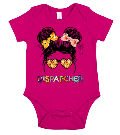 Funny Dispatcher Messy Bun Hair Cute Halloween Short Sleeve Baby One-Piece