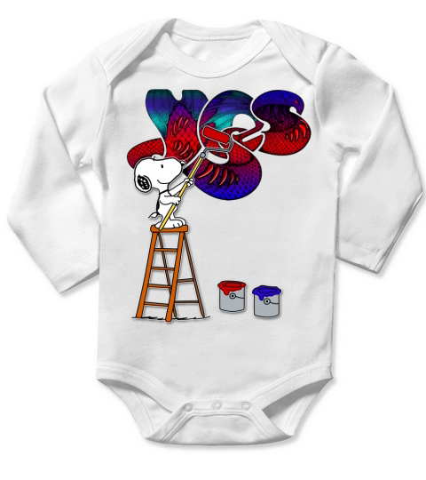 Snoopy drawing Yes band Long Sleeve Baby One-Piece