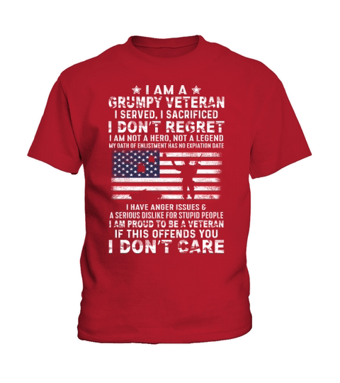 I am a crumpy veteran I served, I sacrificed I dont regret Kids T-Shirt